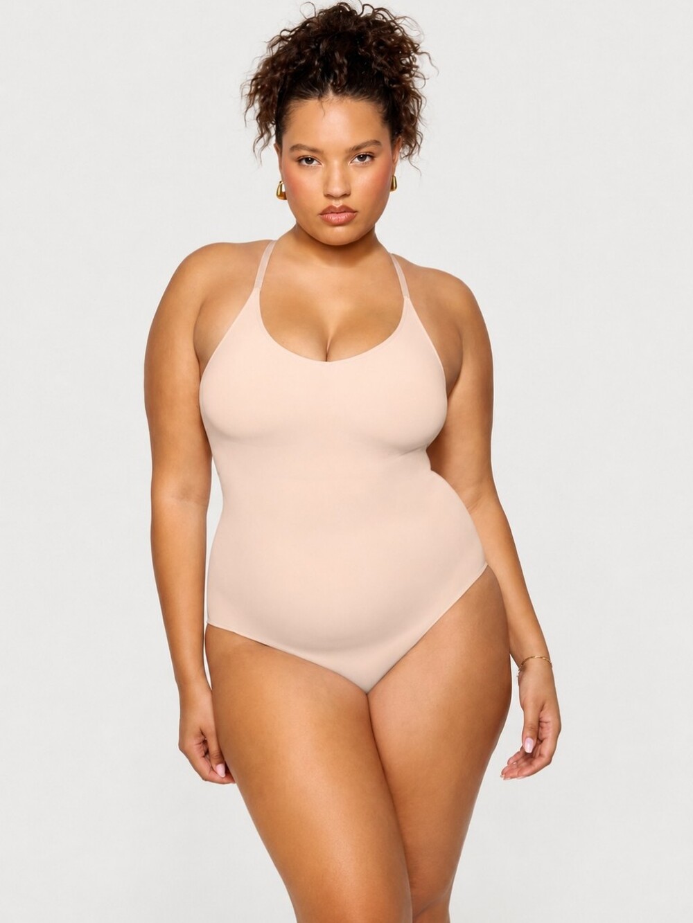 Yitty Nearly Naked Shaping Strappy Bodysuit Bad 4 Beige NWT Size 5X